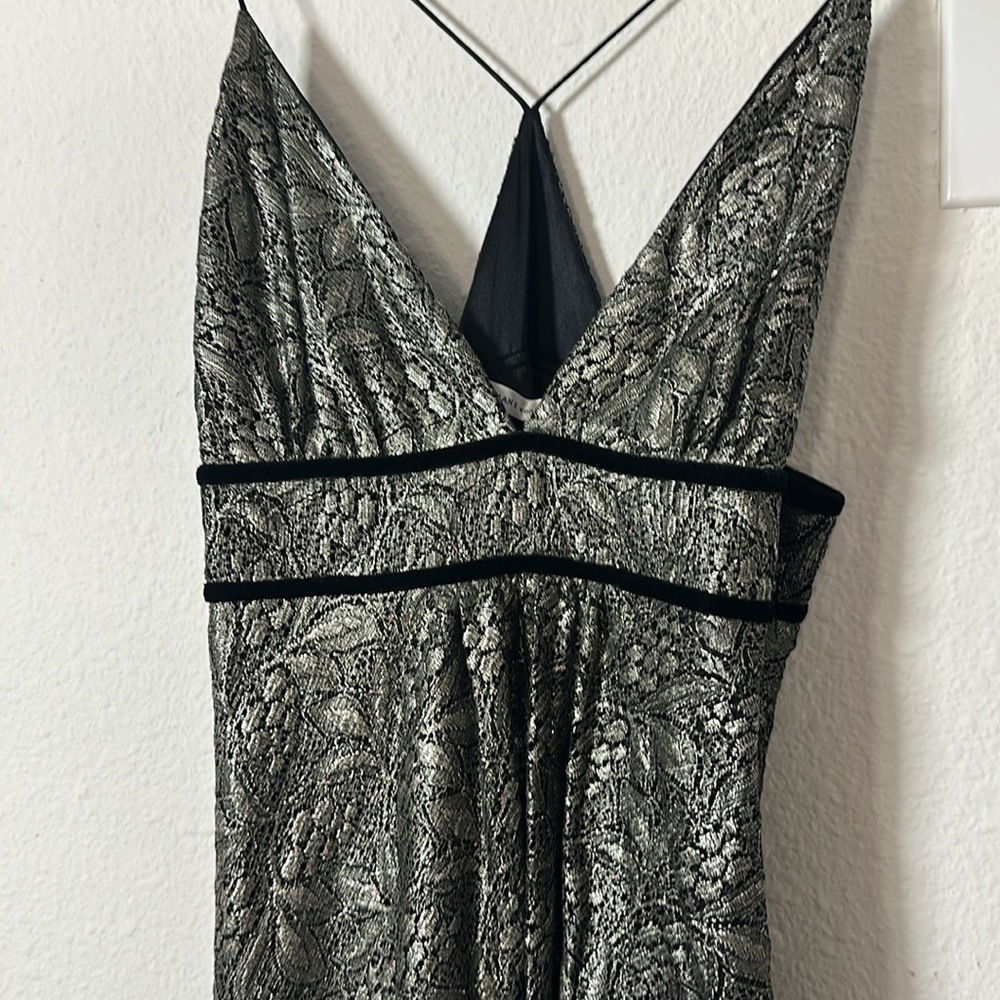 Diane von Furstenberg Black Silvery Gold Lace Strappy Silk Dress Sz. 8 NWT! - Picture 4 of 7